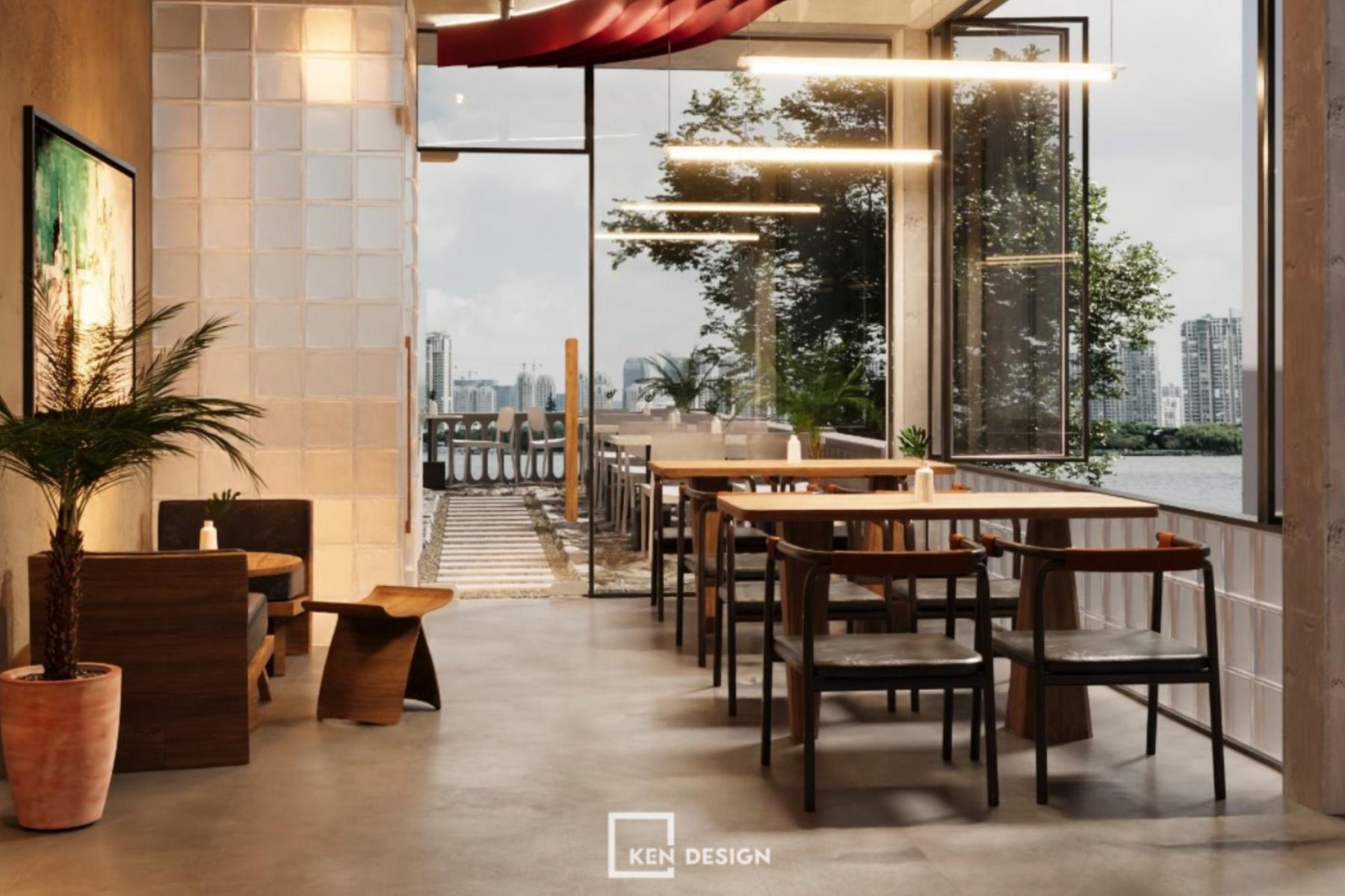 thi công quán cafe ven hồ