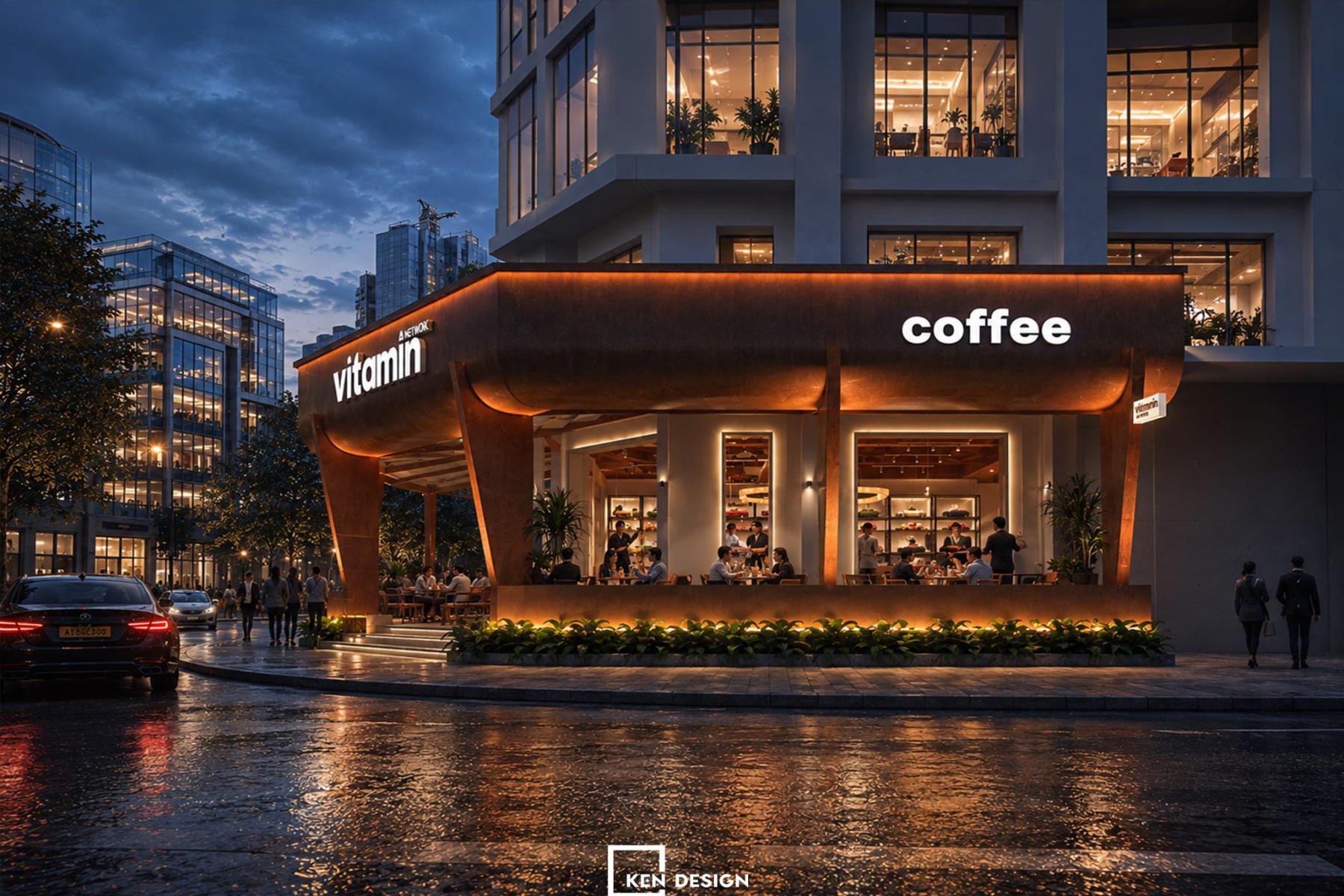 m&aacute;i cam đất &ocirc;m g&oacute;c c&ocirc;ng tr&igrave;nh qu&aacute;n cafe Vitamin